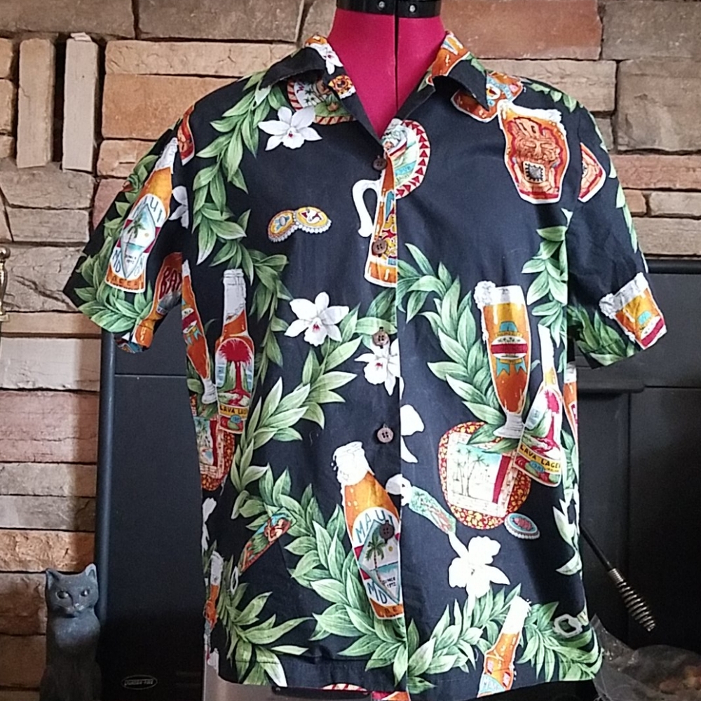 Vintage Tiki Luau Hawaiian Party Beer Shirt  M